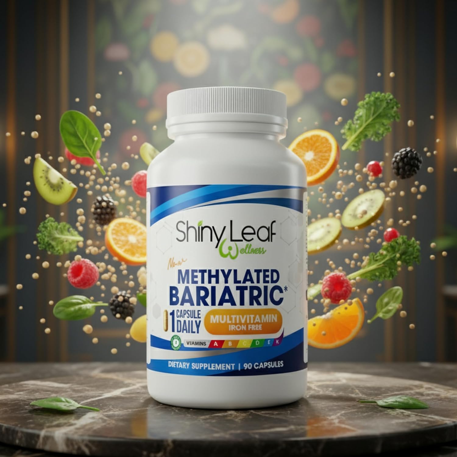 Shiny Leaf Multivitamínico Bariátrico Metilado Sin Hierro – 90 Cápsulas