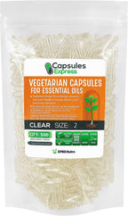 XPRS Nutra Cápsulas Veganas Vacías Tamaño 0 - 100 Unidades Transparentes para Aceites Esenciales
