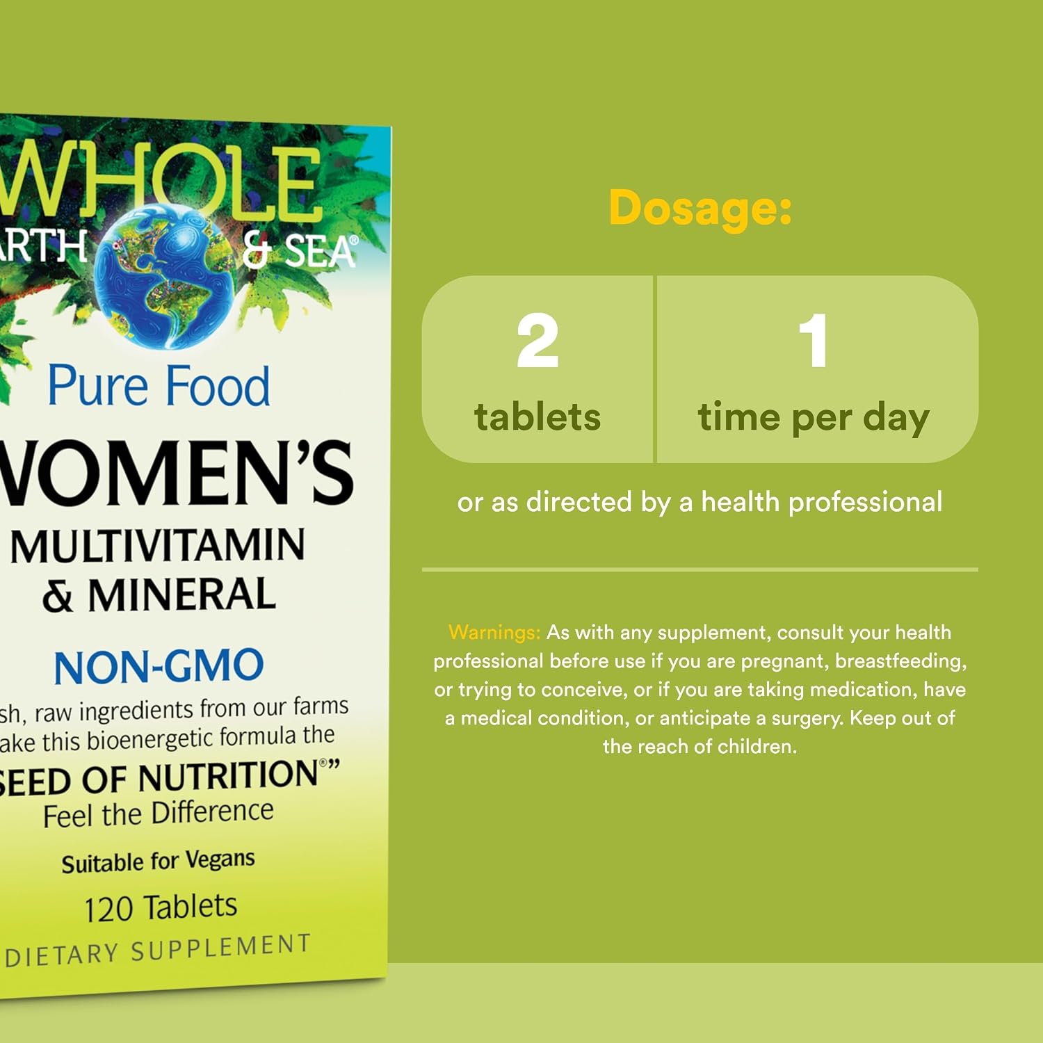 Natural Factors Whole Earth & Sea Multivitamínico para Mujeres con Hierro - 120 Comprimidos