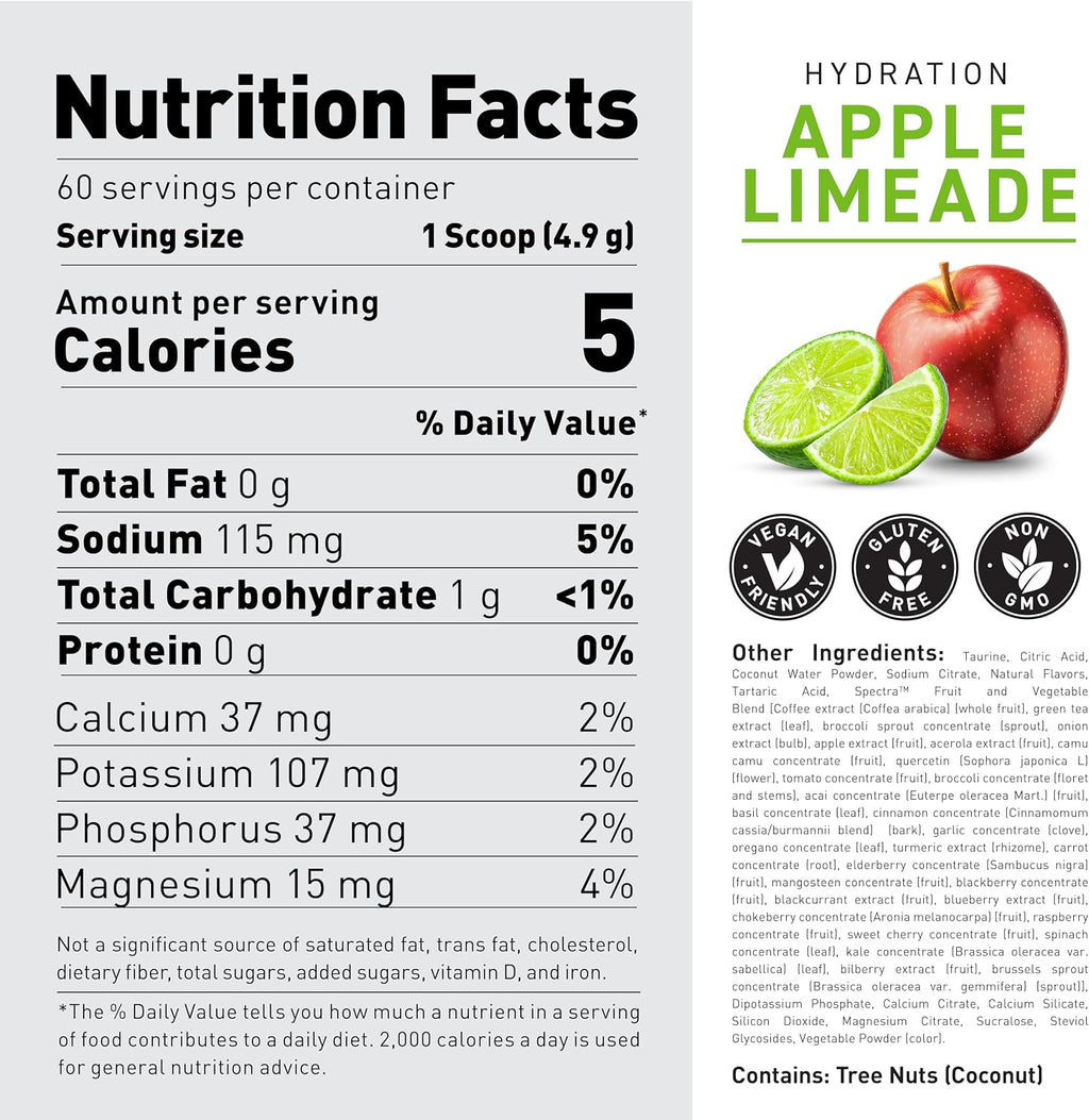 Kaged Hydra-Charge Polvo de Hidratación con Electrolitos - Apple Limeade (60 Servicios)