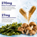 FINE JAPAN Cápsulas de Fucoidan con Alga Mekabu y Hongo Agaricus - 30 Cápsulas