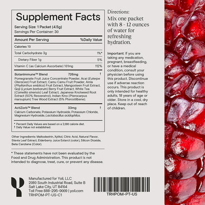 Yoli Truth Antioxidante y Apoyo Inmunitario con Vitamina C, Botánicos y Superfrutas - Sabor Granada, 30 Sobres – Image 5