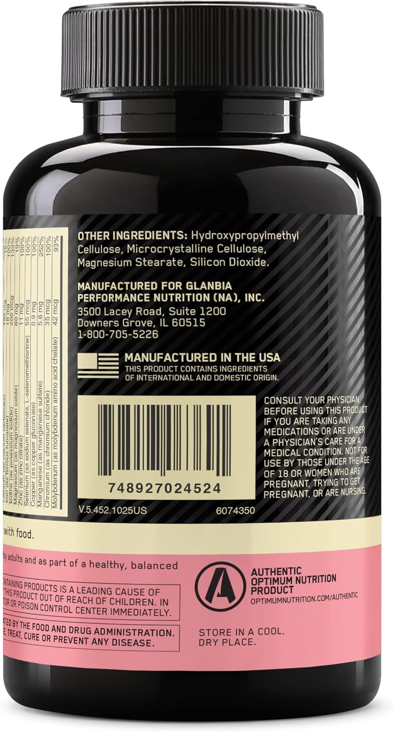 Optimum Nutrition Opti-Women Multivitamínico Diario para Mujeres con Hierro, 120 Cápsulas