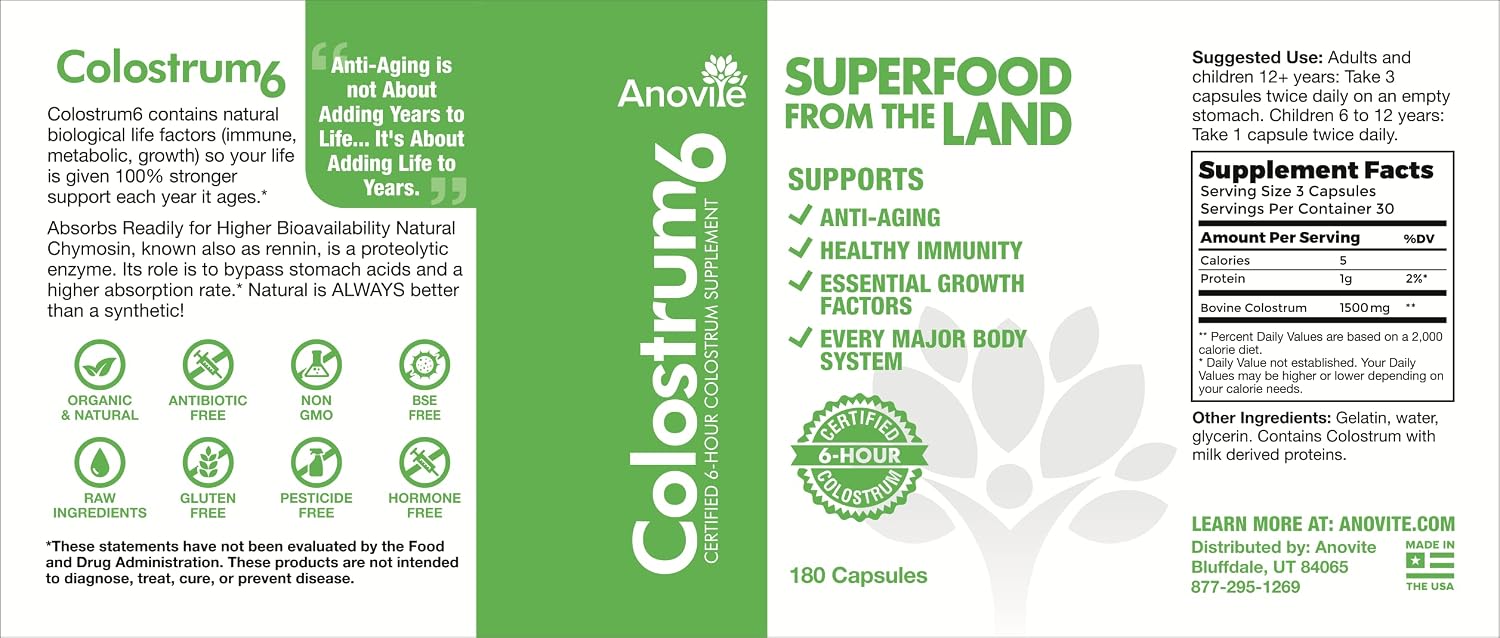 Anovite Colostrum6 Cápsulas (180 unidades)