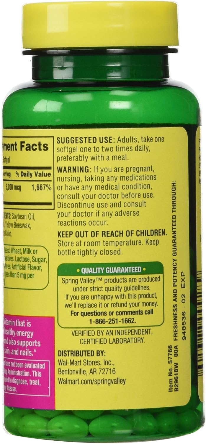 Spring Valley Biotina 5000 mcg, 240 cápsulas blandas