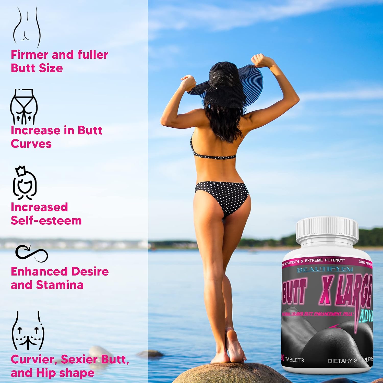 Butt X-Large Advance - Suplemento para Glúteos, 90 Comprimidos