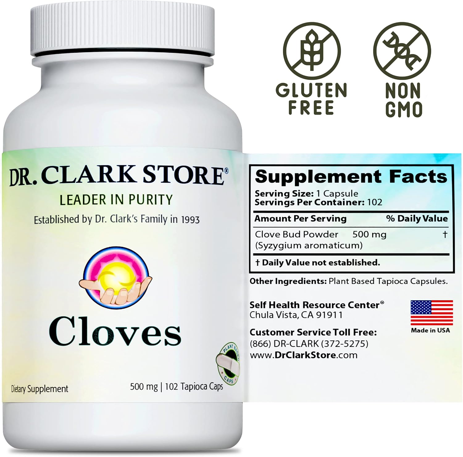 Dr Clark Store Clavo Suplemento 500mg, 102 Cápsulas de Tapioca