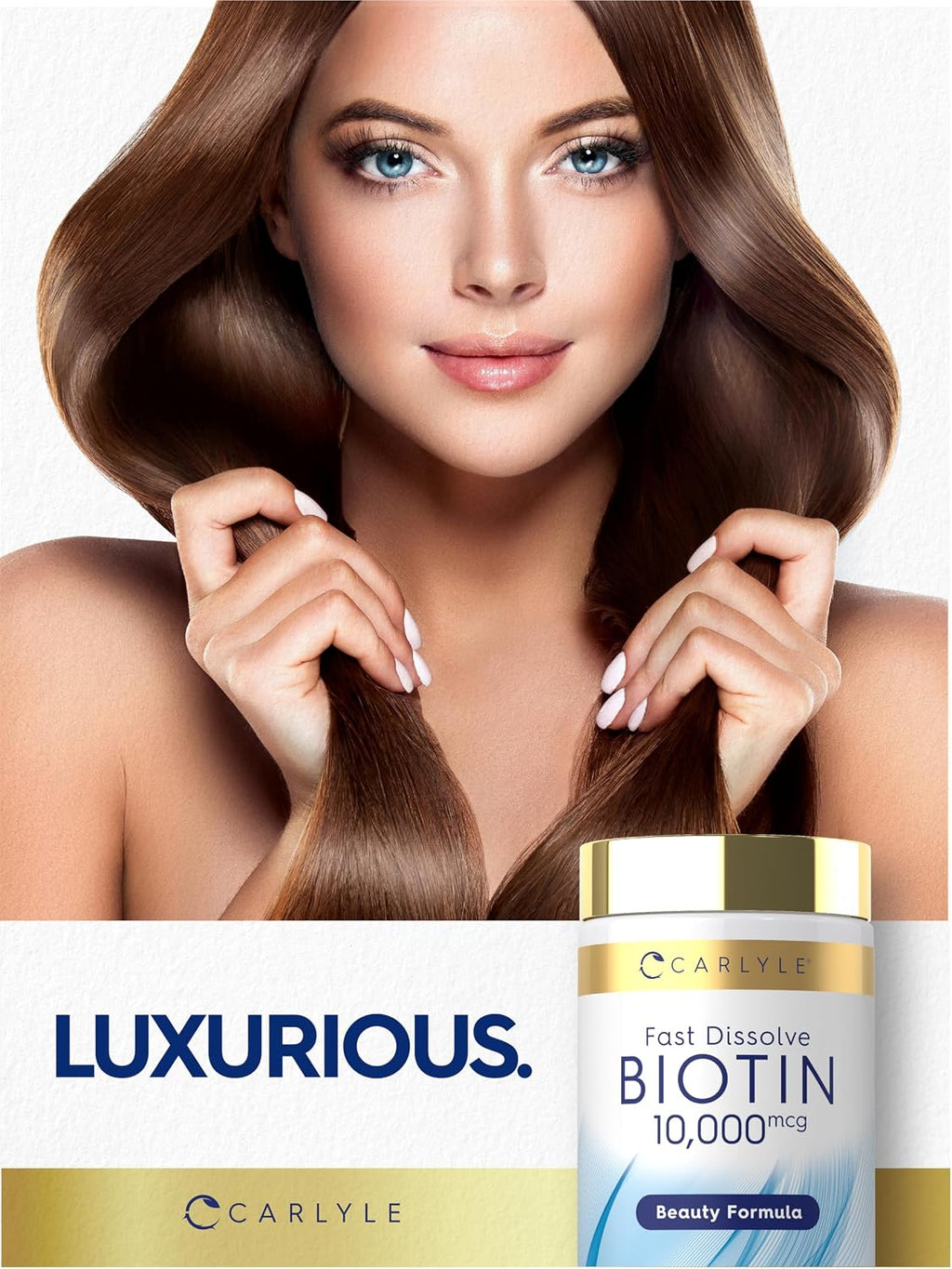 Carlyle Biotin 10000mcg | 250 Comprimidos de Disolución Rápida | Máxima Potencia | Vegetal, No OGM, Sin Gluten