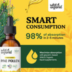 Wild & Organic Tintura de Polen de Pino - Extracto de Polen de Pino Silvestre - Suplemento Líquido Vegano, Sin Alcohol ni Azúcar - 2 fl oz (59 ml)