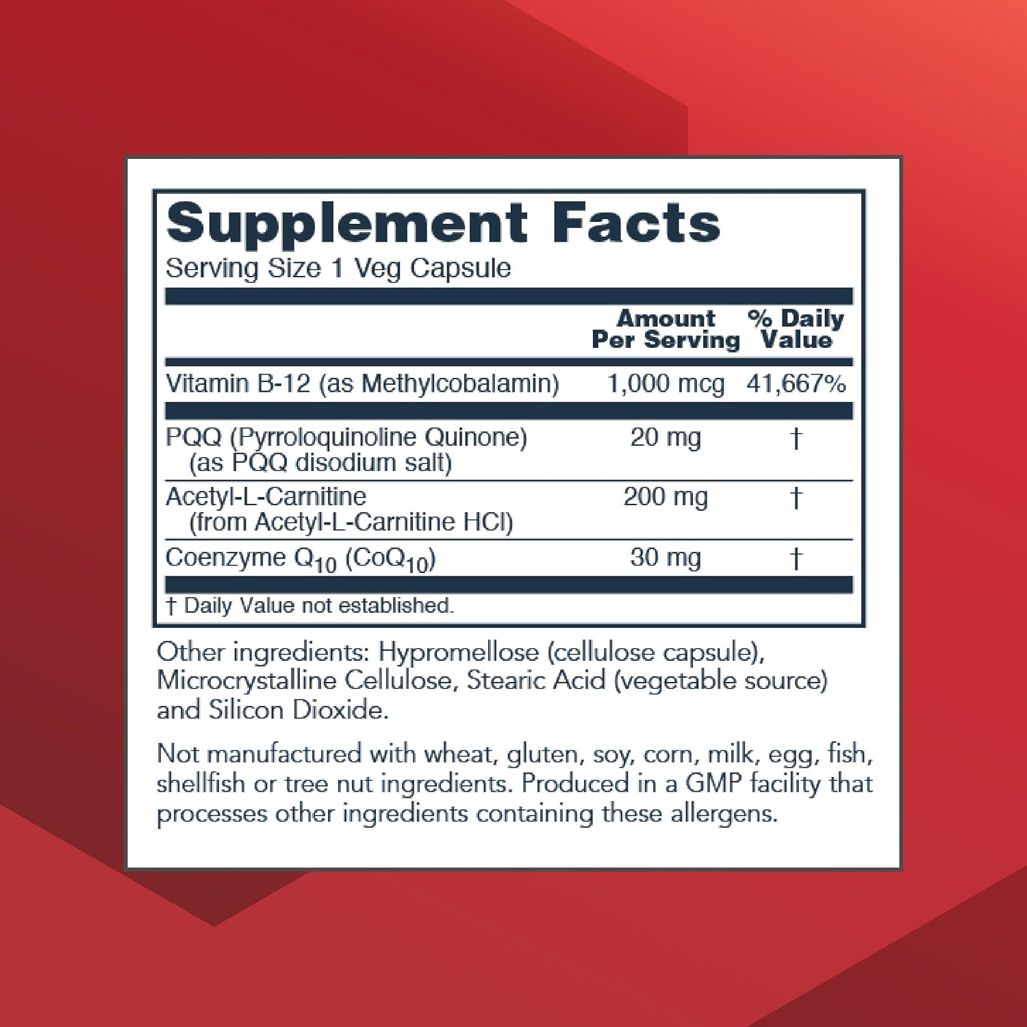 PROTOCOL FOR LIFE BALANCE PQQ Complex - Con CoQ10, L-Carnitina y Vitamina B - 30 Cápsulas Veganas