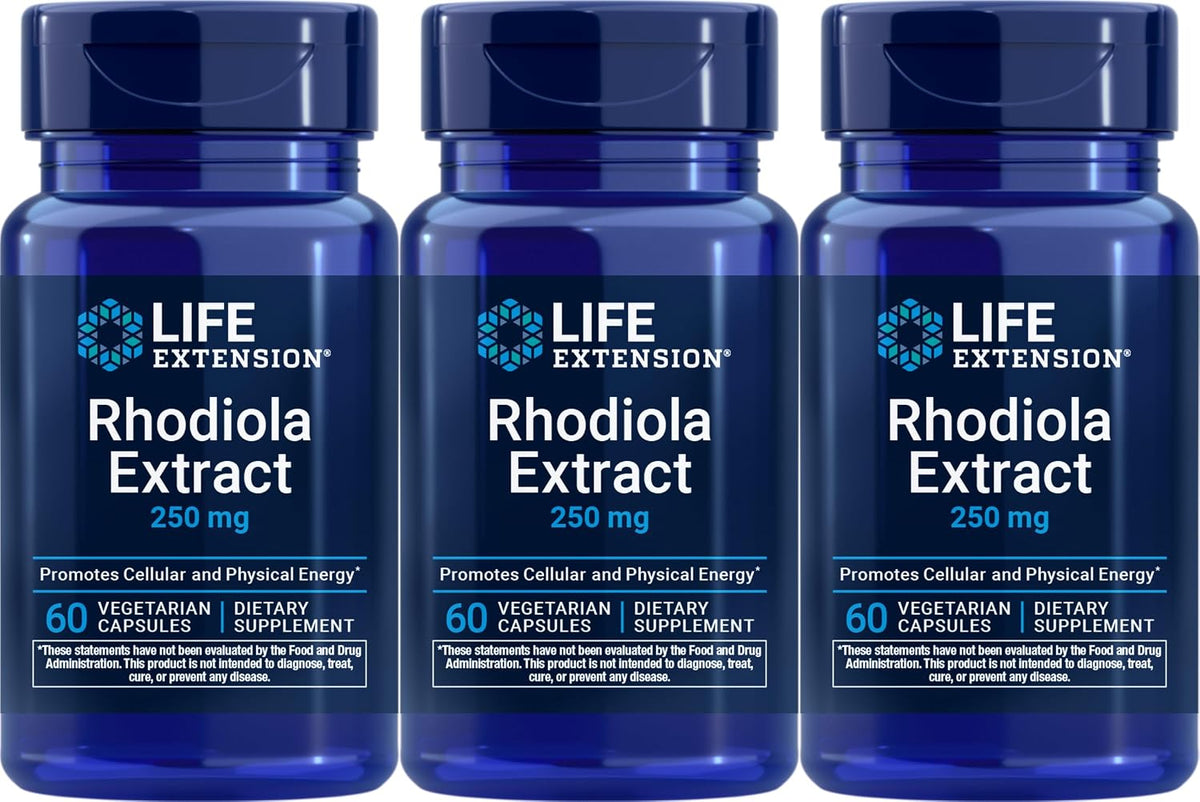 Life Extension Rhodiola Extract, 60 Vegetarian Capsules (Pack of 3) – Image 1
