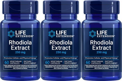 Life Extension Rhodiola Extract, 60 Vegetarian Capsules (Pack of 3) – Image 1