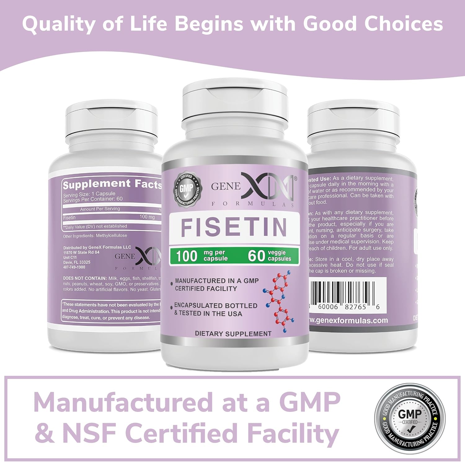 Genex Formulas Fisetin 100mg (60 Cápsulas) – Antioxidante para un Envejecimiento Saludable y la Salud Cognitiva