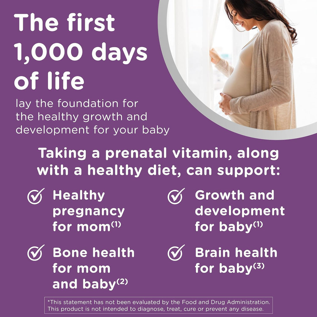 Centrum Prenatal Multivitamin Gummies con DHA y Ácido Fólico - Sabor Arándano Rojo y Naranja - 60 Gominolas