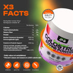 Cure24 Bovine Colostrum X3 Supplement Powder for Humans, 100% Pure Whole Natural Grass Fed Superfood, High IgG, Plus Probiotic & Prebiotic, Strawberry