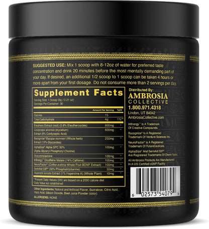 Ambrosia Mental Jewels – Nootrópico en Polvo – Infinergy DiCaffeine Malate: Forma de cafeína de liberación gradual – Image 6
