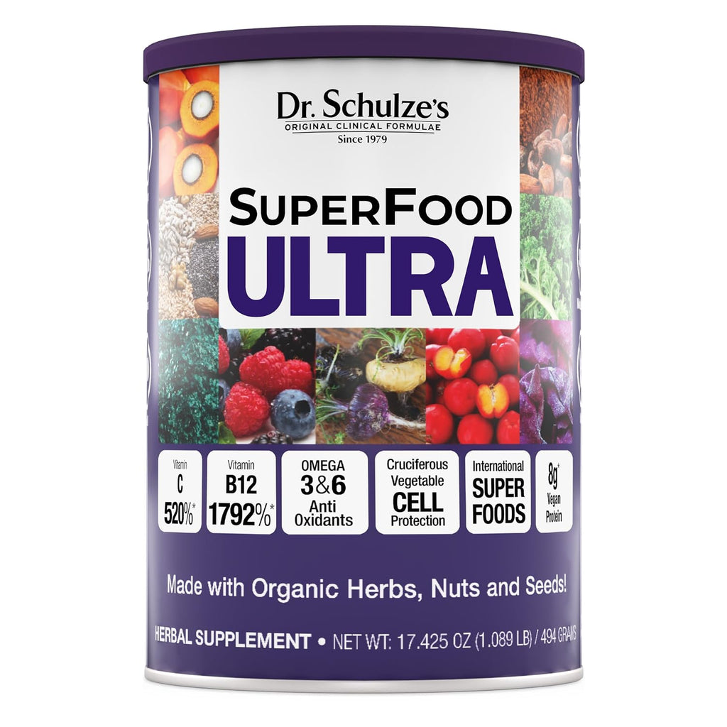Dr. Schulze's SuperFood Ultra - Polvo de Superalimento Orgánico con Vitaminas B y C