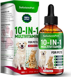 Multivitamínico Líquido para Perros y Gatos 10 en 1 - Vitaminas C, D3, Grupo B, Glucosamina, Arándano - Sabor a Carne - 60 ml