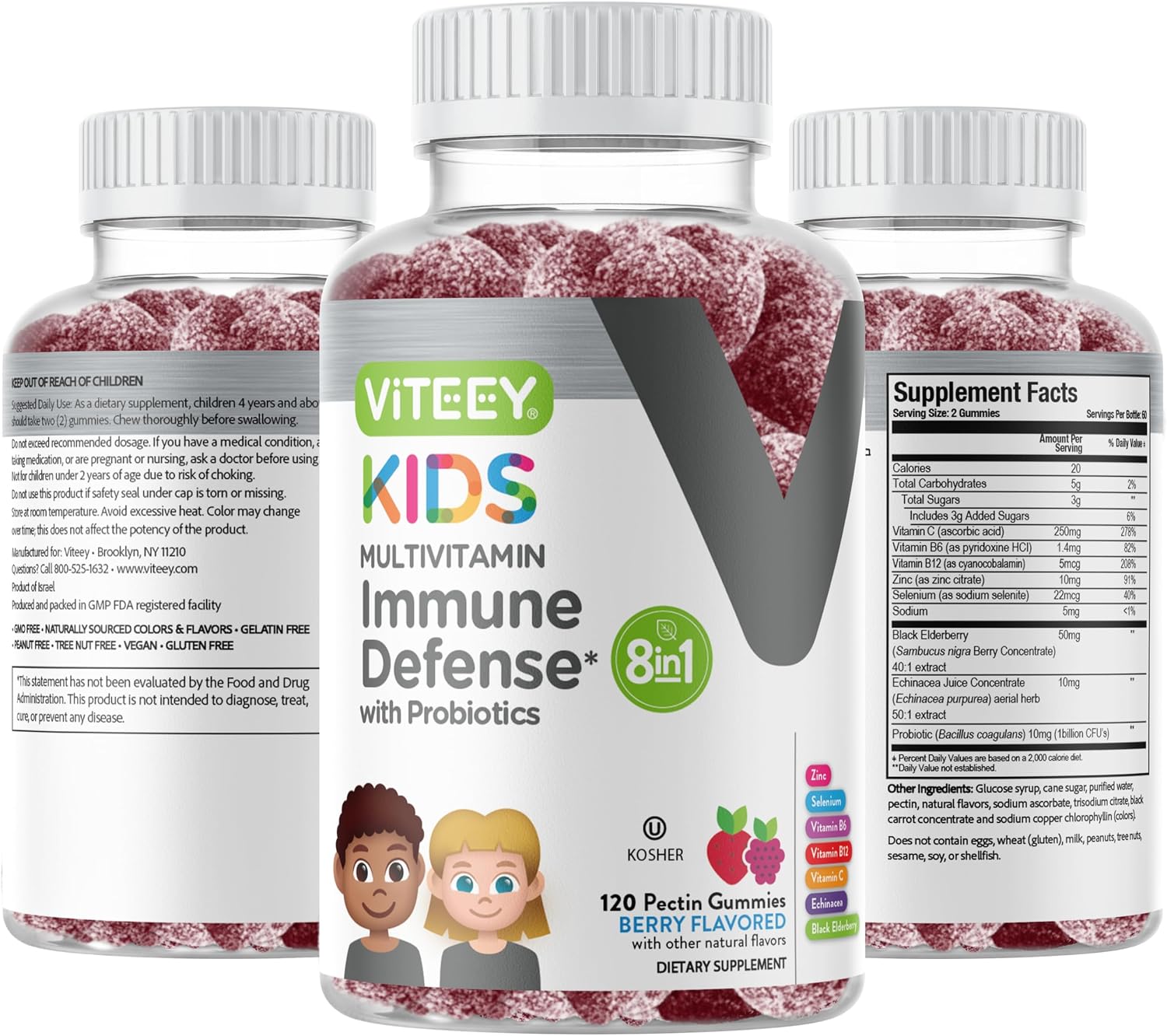 Viteey Gomitas Multivitamínicas para Niños con Probióticos - 120 Gomitas