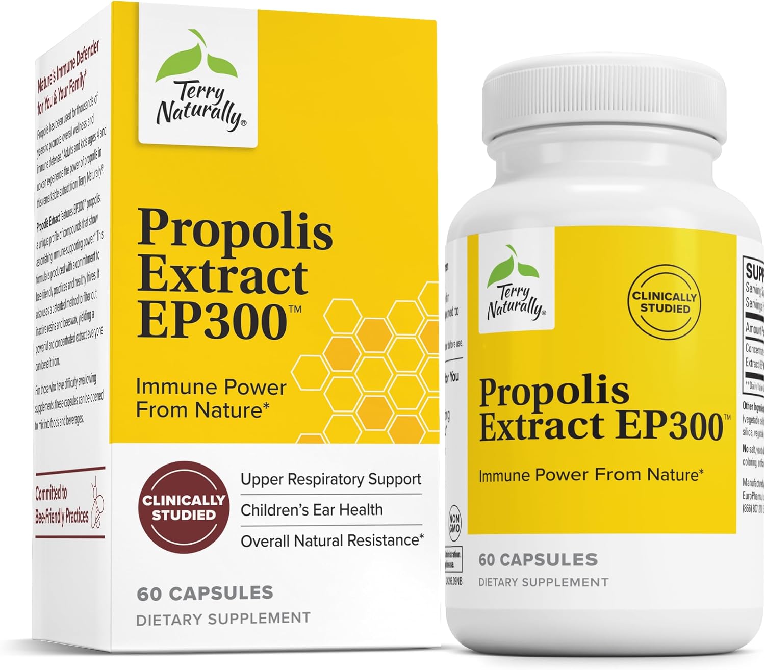 Terry Naturally Propolis Extract EP300 - Extracto de Propóleo - 60 Cápsulas
