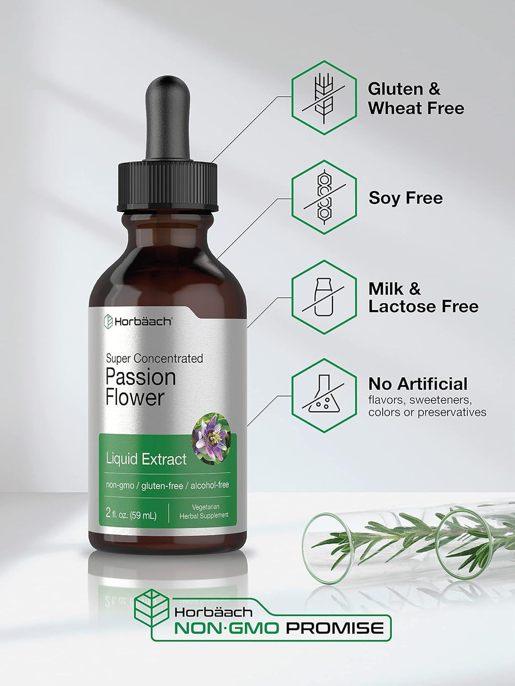 Horbäach Tintura de Pasiflora | 59 ml | Extracto Líquido Sin Alcohol