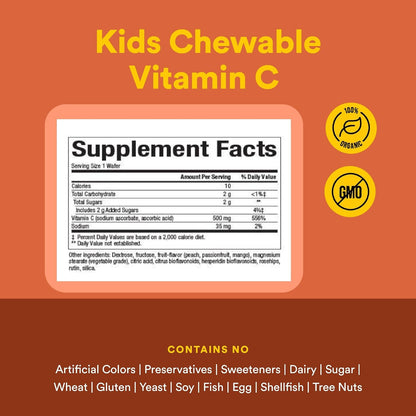 Natural Factors, Vitamina C Masticable para Niños 500 mg, con Bioflavonoides, Sabor Melocotón, Maracuyá y Mango, 90 – Image 4