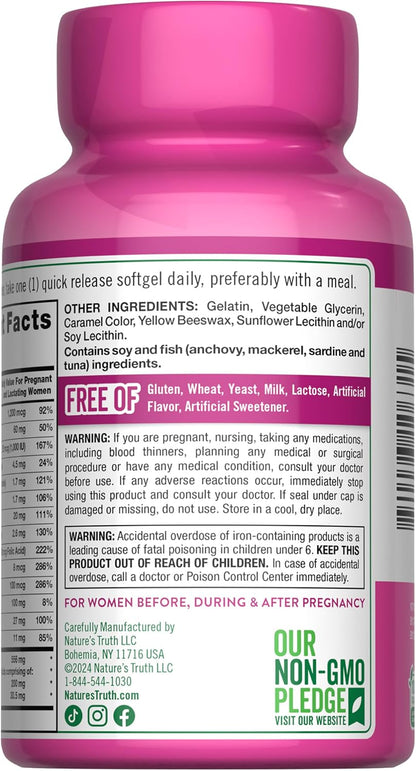 Nature's Truth Vitaminas Prenatales con DHA – Ácido fólico: Esta vitamina del grupo B es esencial para la – Image 7