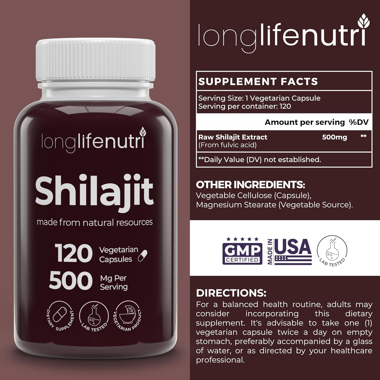 Shilajit Puro del Himalaya 500mg con Ácido Fúlvico 15% | 120 Cápsulas Vegetales | Suplemento para Vitalidad y Claridad Mental