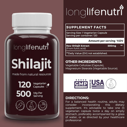 Shilajit Puro del Himalaya 500mg con Ácido Fúlvico 15% | 120 Cápsulas Vegetales | Suplemento para Vitalidad y Claridad Mental – Image 2