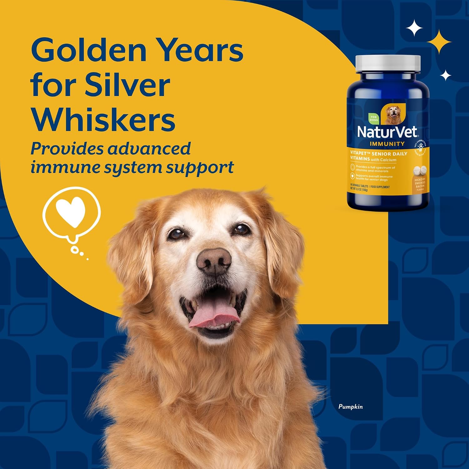 NaturVet VitaPet Senior Daily Vitamins – Multivitamínico para Perros Senior con Glucosamina – 60 Comprimidos de Liberación Prolongada