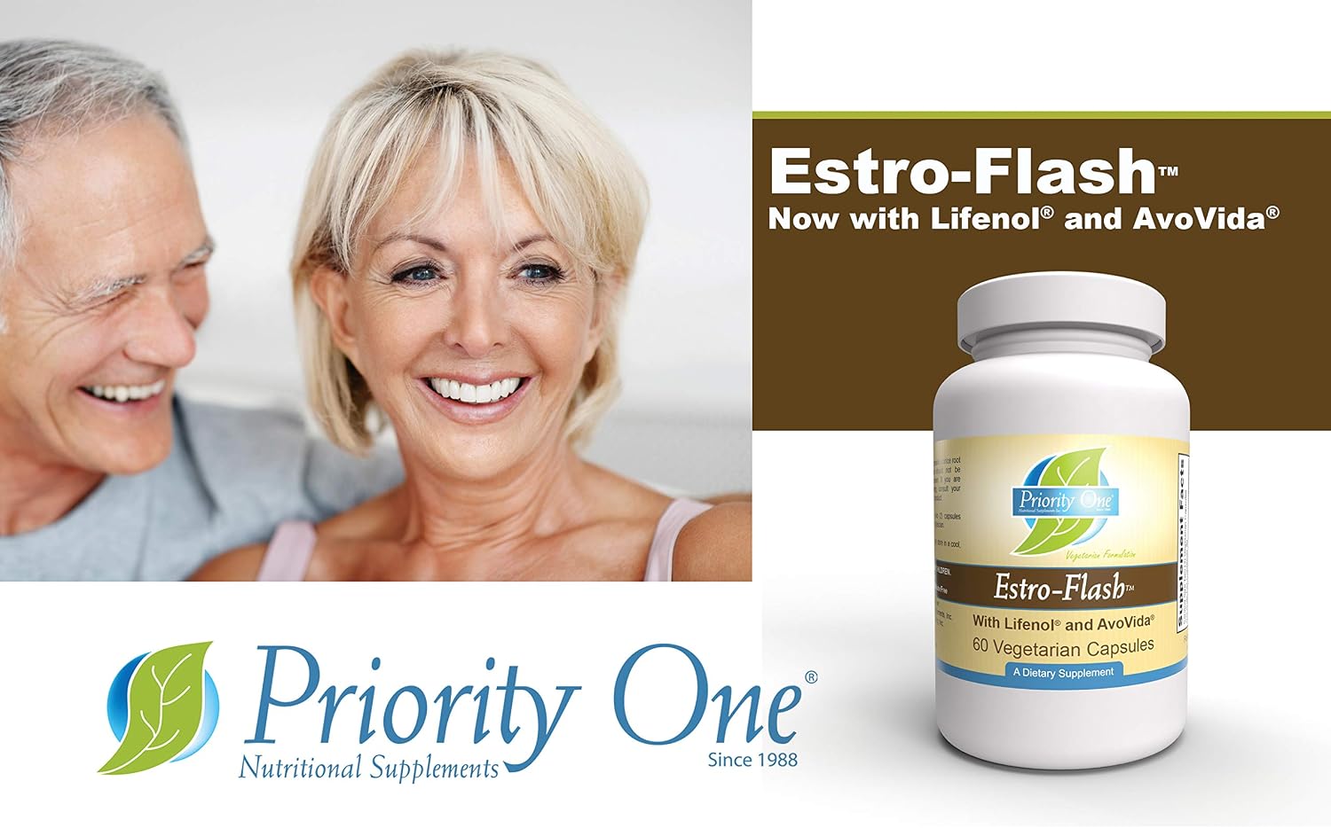 Priority One Vitamins Estro Flash 60 Cápsulas Vegetarianas - Diseñado para Apoyar un Sistema Endocrino Femenino Saludable en Mujeres Maduras