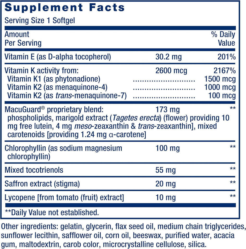 Life Extension Once-Daily Health Booster - Vitaminas E, K1 y K2 - 30 Cápsulas Blandas