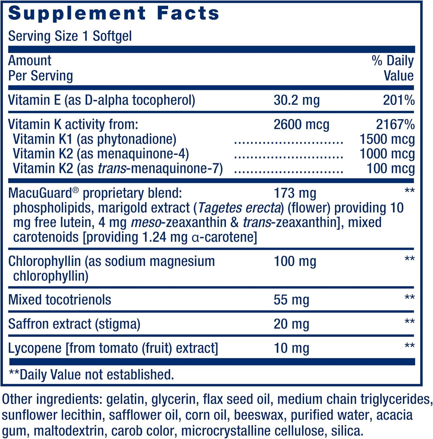 Life Extension Once-Daily Health Booster - Vitaminas E, K1 y K2 - 30 Cápsulas Blandas