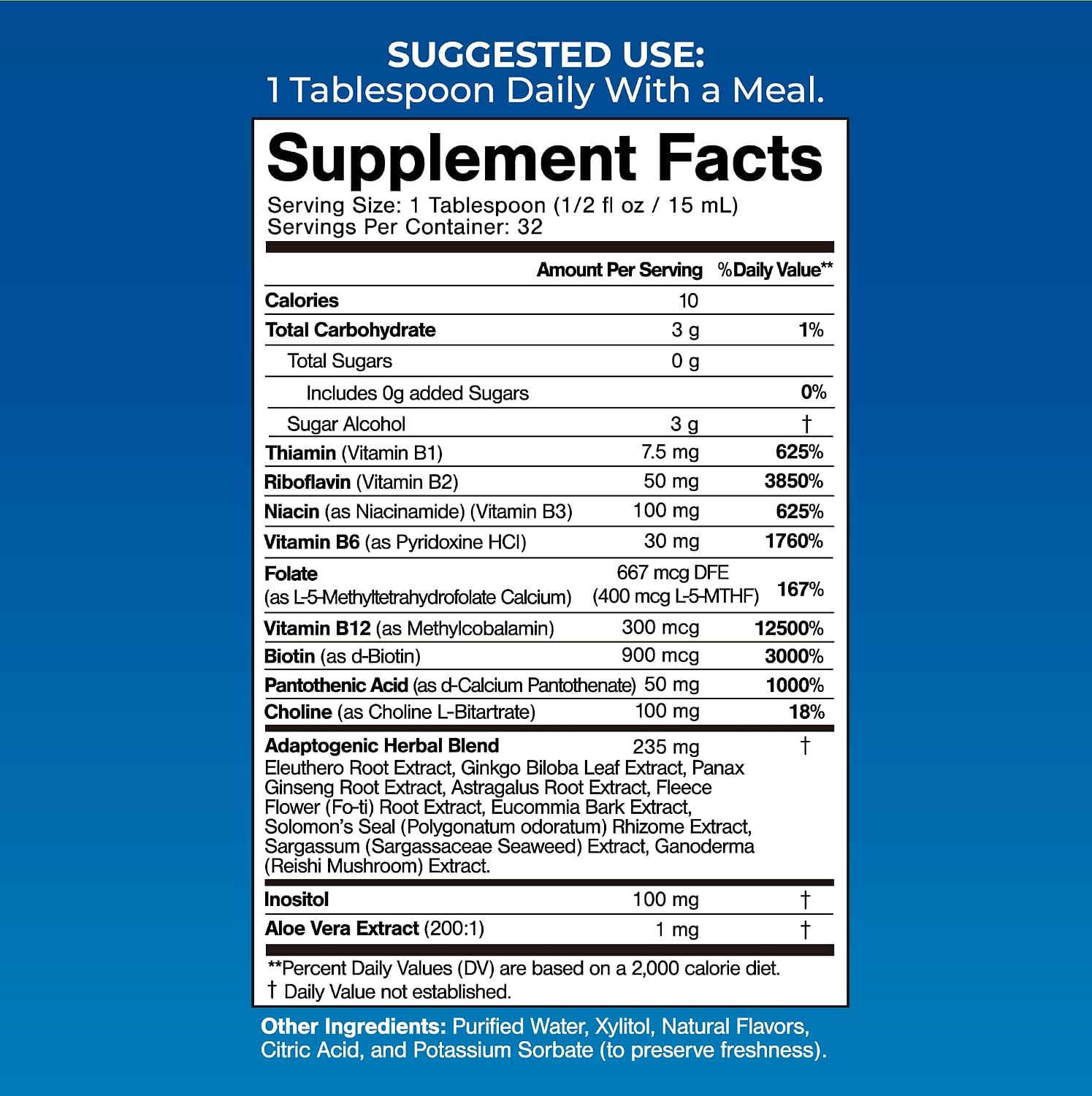 Tropical Oasis Premium Liquid B Complex with Energy Herbs - Fast Absorbing Liquid Supplement with All 8 B Vitamins - 473 ml, 32 Servings