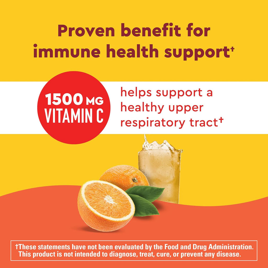 Nature Made Wellblends ImmuneMAX Mezcla Efervescente - Vitamina C 1500 mg, Zinc 15 mg y Vitamina D3, 30 sobres