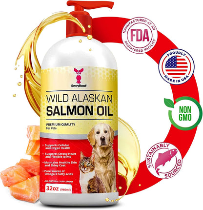 SavvyBeast Aceite de Salmón Salvaje de – Piel y pelo saludables: El EPA y DHA ayudan a mantener una barrera – Image 1