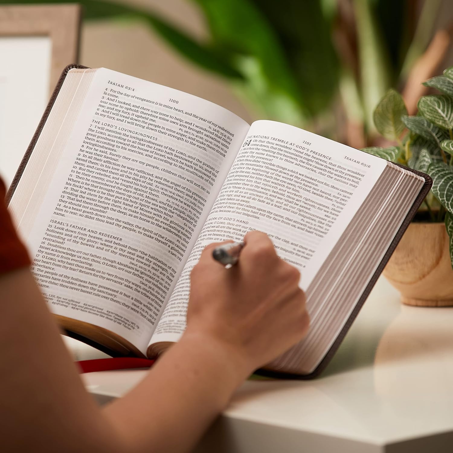 Biblia KJV Letra Grande con Referencias Cruzadas - Piel Marrón - Tamaño Personal