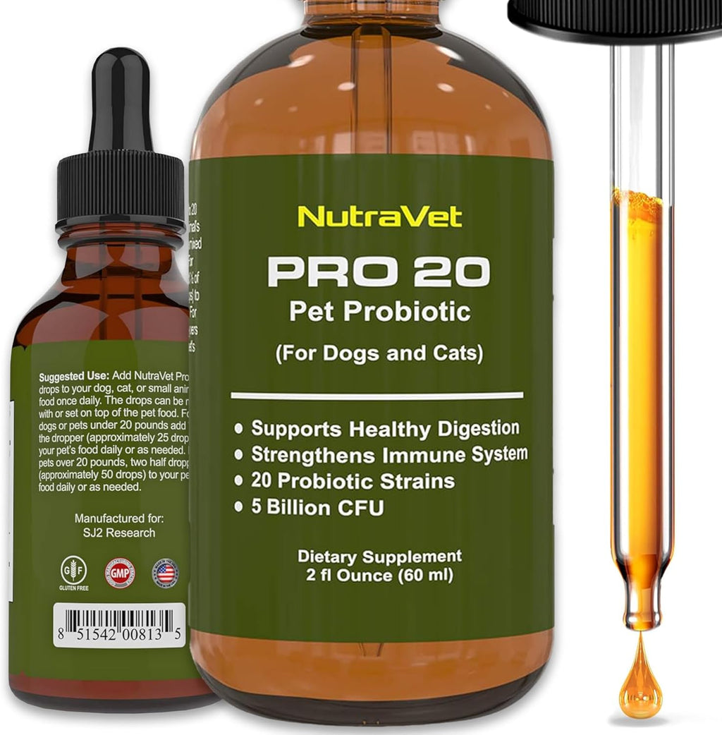 Probióticos para Perros y Gatos - 120 Servicios - Líquido Natural con Enzimas Digestivas