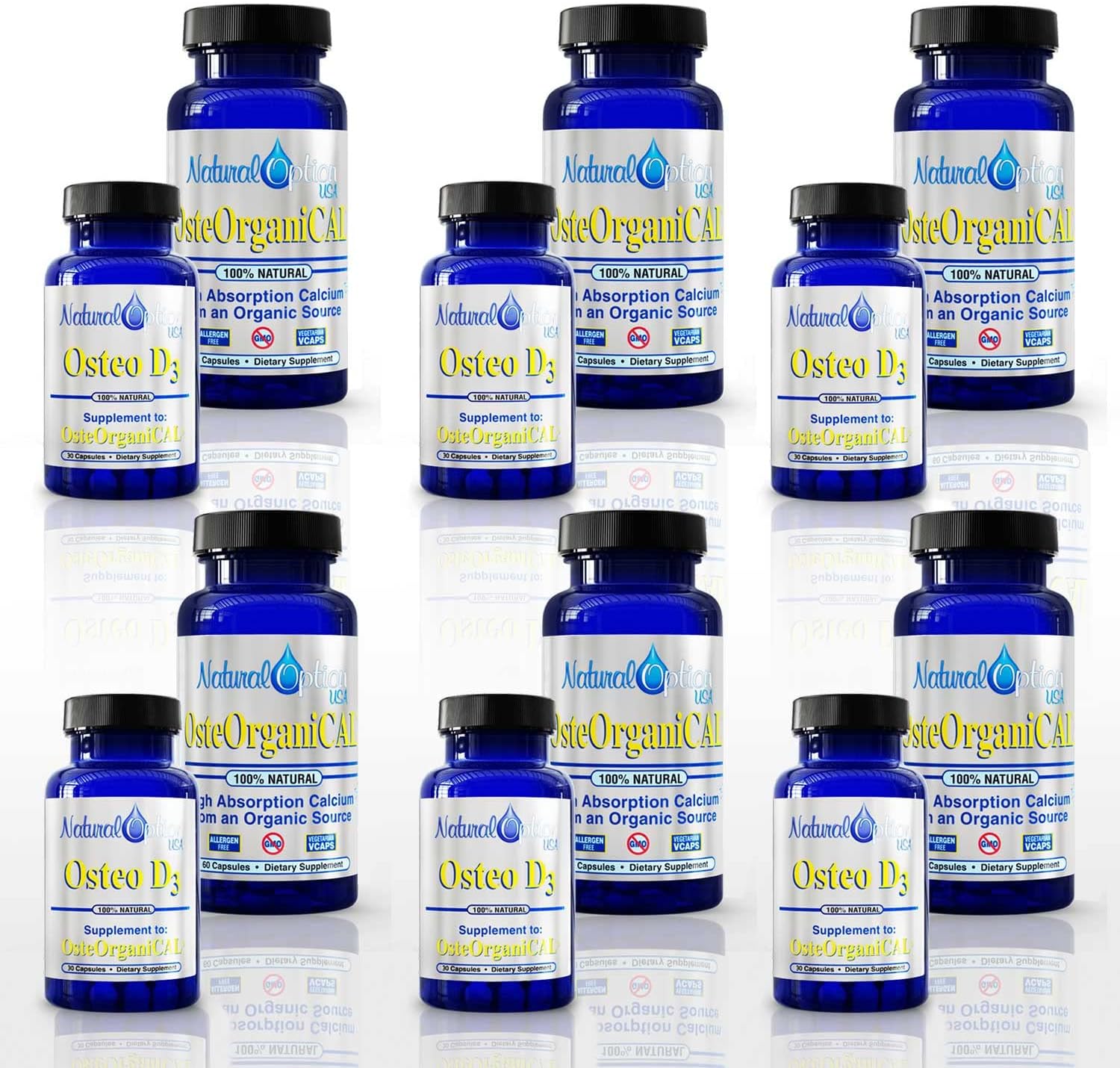 OsteOrganiCAL® & Osteo D3 (Pack de 6 Kits) - Calcio de Algas Marinas, Magnesio y Vitamina D3