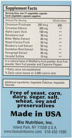 Bio Nutrition Blood Sugar Wellness - 60 Cápsulas Vegetales
