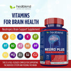 Neuro Plus Brain & Focus Formula - Nootrópico para Cerebro, Concentración y Claridad Mental - 120 Cápsulas