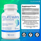 FolateMaxx L-Metilfolato 10mg, 90 Cápsulas - Suplemento de Metilfolato Activo para Hombres y Mujeres