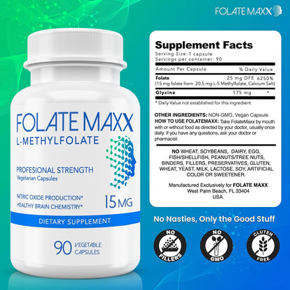FolateMaxx L-Metilfolato 10mg, 90 Cápsulas - – El folato contribuye a la función psicológica normal. – Image 4