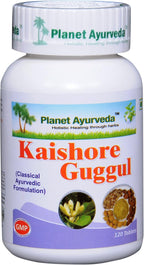 Planet Ayurveda Kaishore Guggul - Comprimidos Herbales, 100% Natural - 2 Frascos (120 Comprimidos Cada Uno)