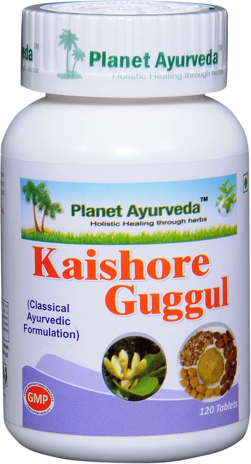 Planet Ayurveda Kaishore Guggul - Comprimidos Herbales, 100% Natural - 2 Frascos (120 Comprimidos Cada Uno)