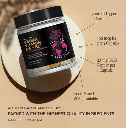 All In Nutritionals Vegan Vitamin D3 + – Origen de la vitamina D3: La vitamina D3 vegana se obtiene de fuentes – Image 4
