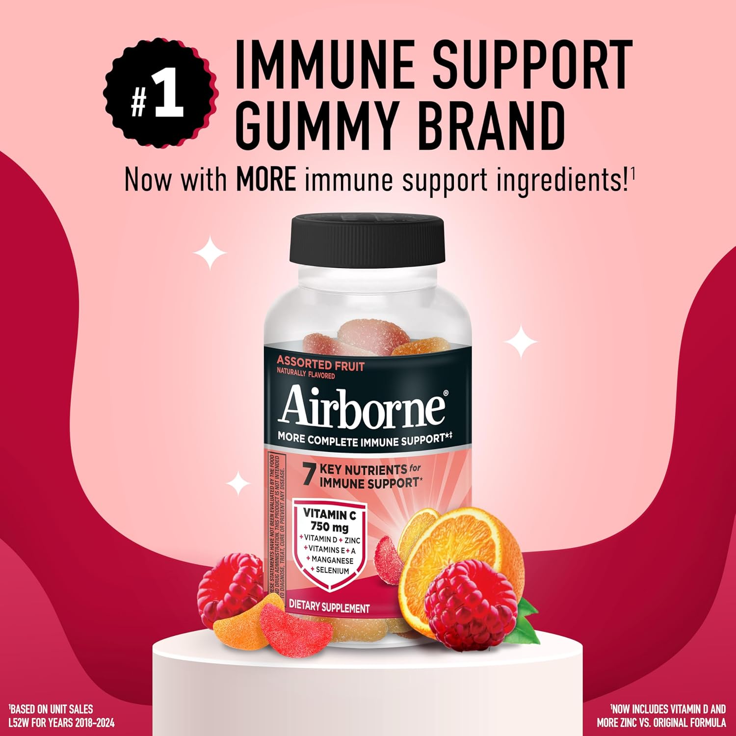 Airborne Vitamina C 750 mg Gomitas Sabor Frutas Variadas (21 unidades)