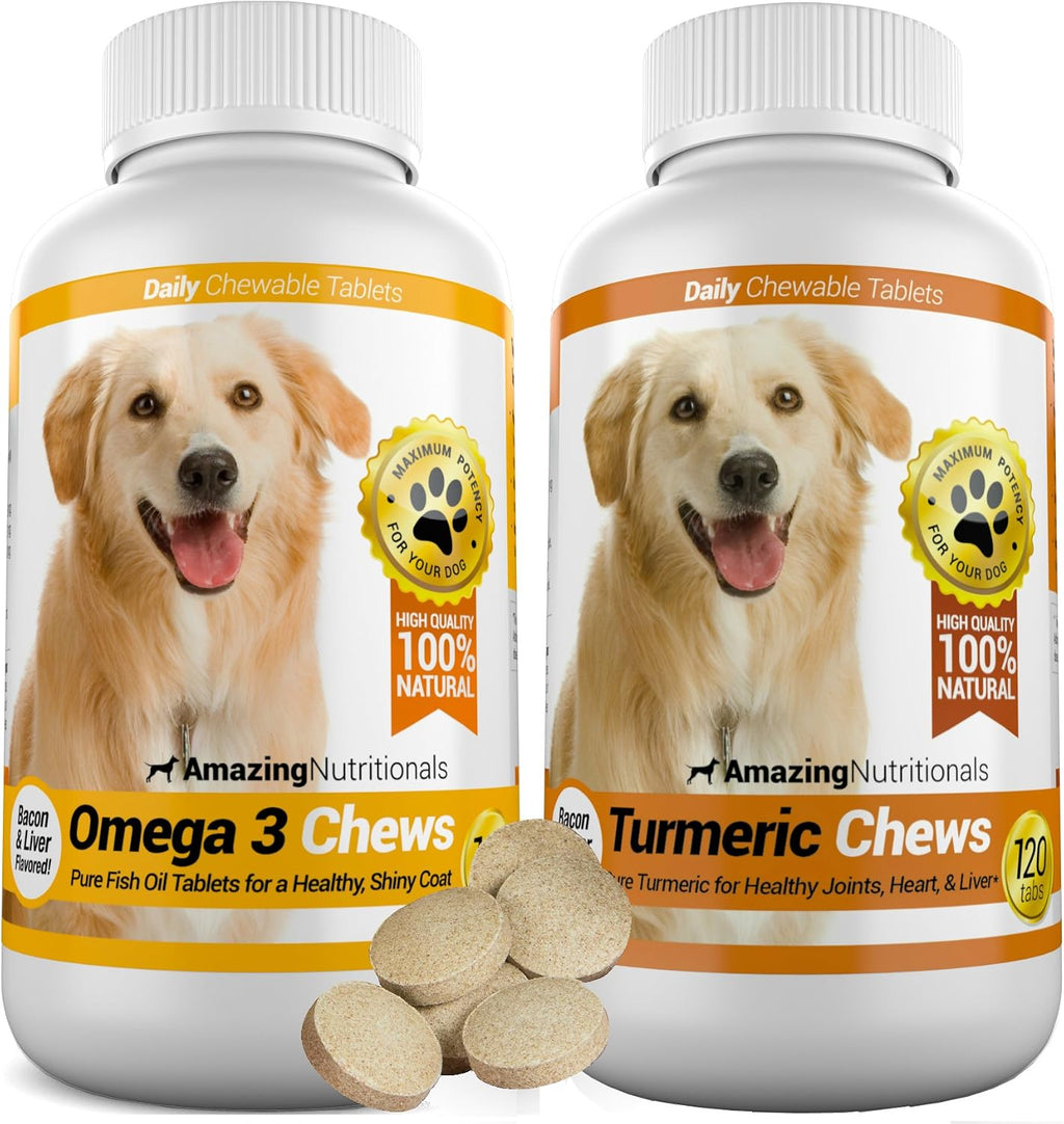 Combo Omega-3 y Cúrcuma para Perros - Paquete de 2 (120 Masticables)