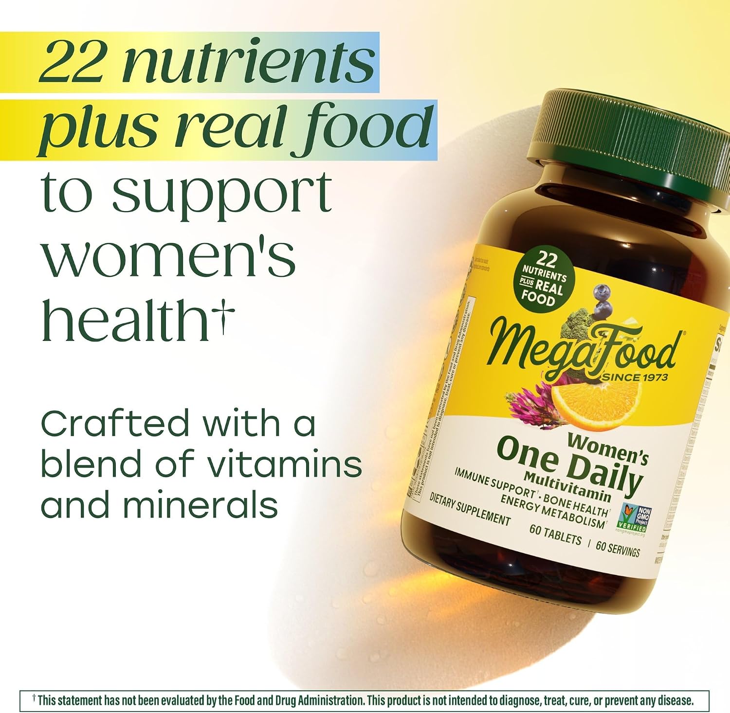 MegaFood Multivitamínico para Mujeres One Daily - 90 Comprimidos - Con Hierro, Vitaminas C, D y B