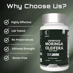 Cápsulas de Moringa Orgánica | Suplemento de Hojas de Moringa para Energía, Metabolismo y Apoyo Inmunitario – 60 Cápsulas